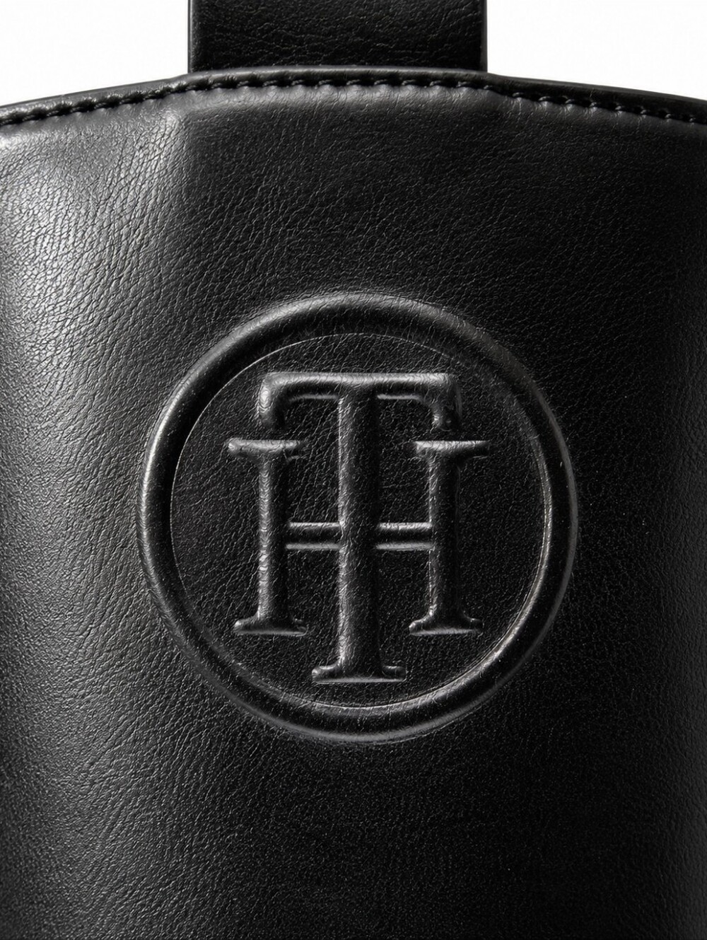 Tommy Hilfiger Black Faux Leather Riding Boots Gold Zip Rubber Sole Size 10M - Picture 5 of 8